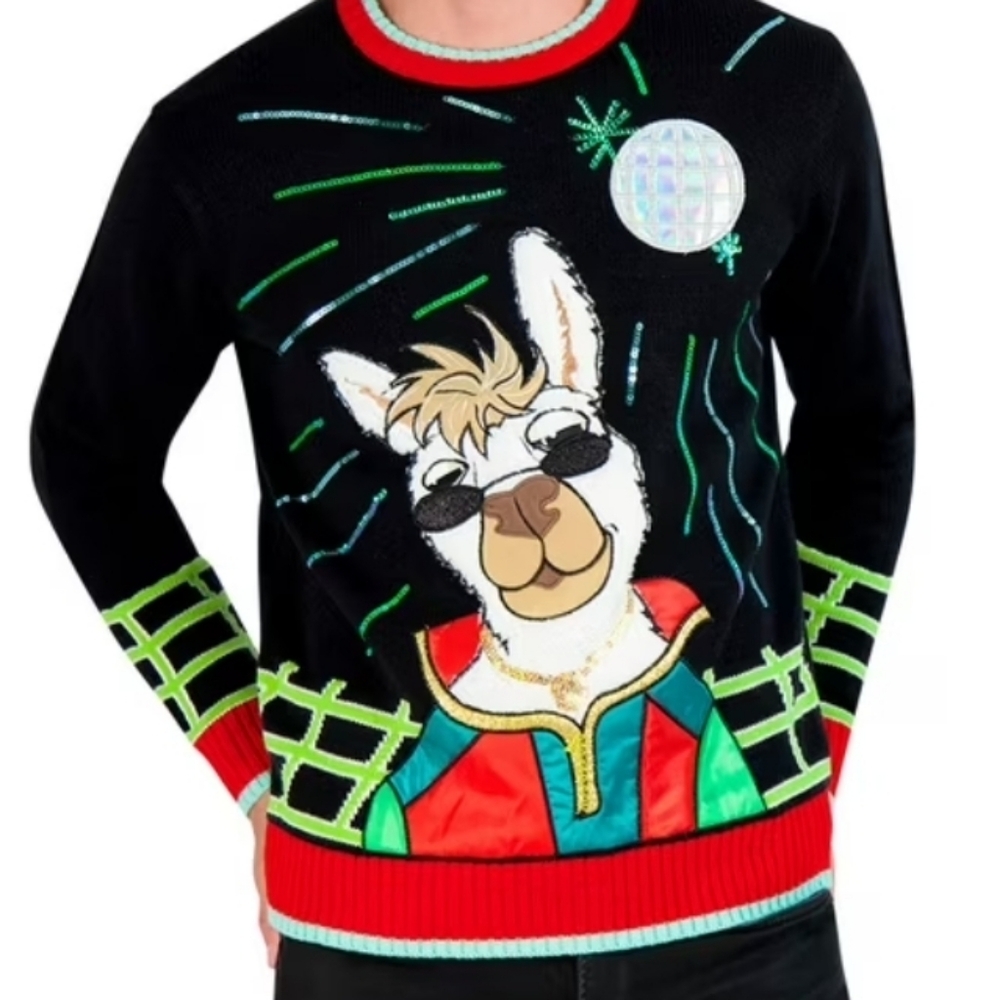 Colorful Llama Graphic Crewneck Sweater